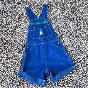 Vintage 90s Liberty Cut Off Overalls Medium Washed White Contrast Stitching S